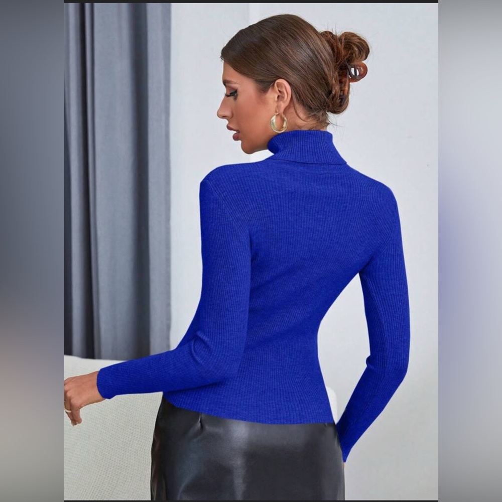Knit Turtleneck, cobalt blue, Chico’s size 1